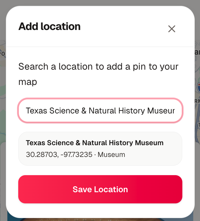 Confirm and save location