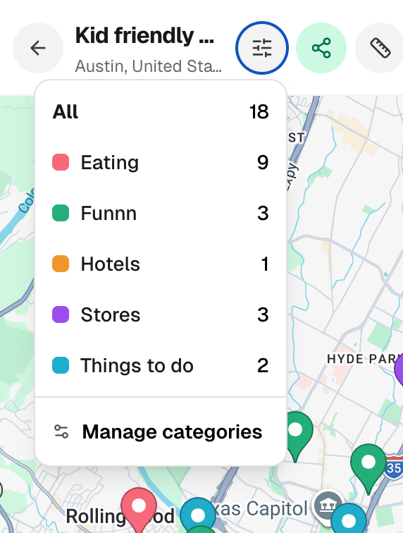 Custom category filter