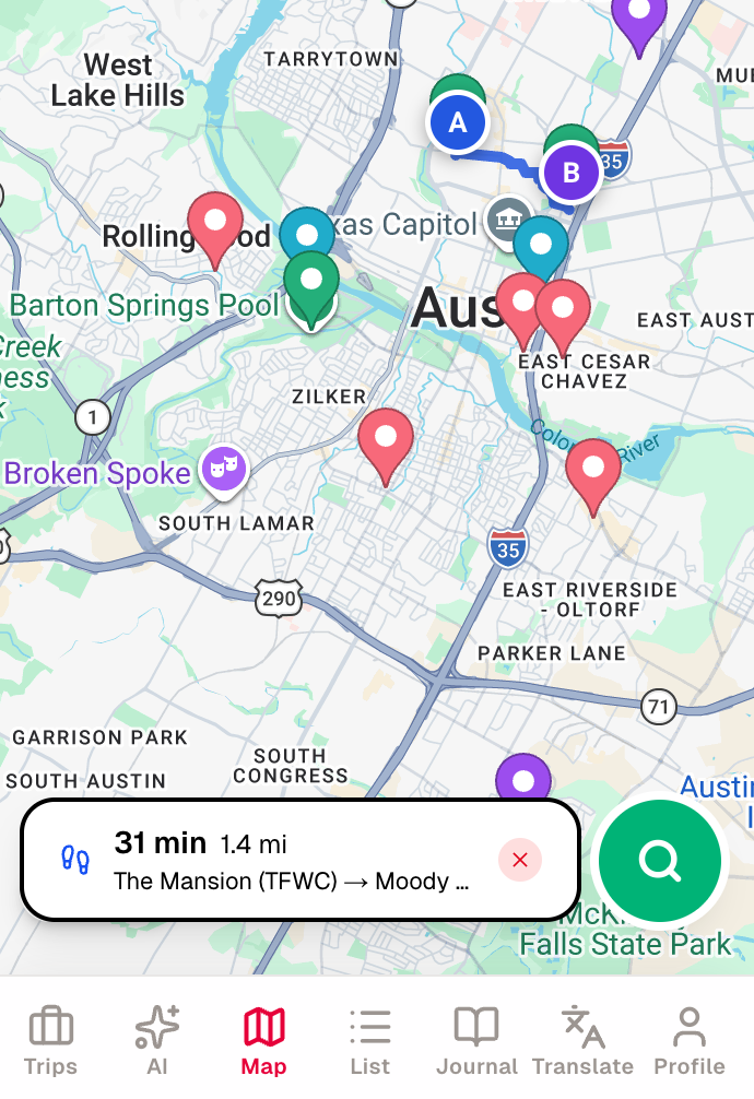 Distance result on the map
